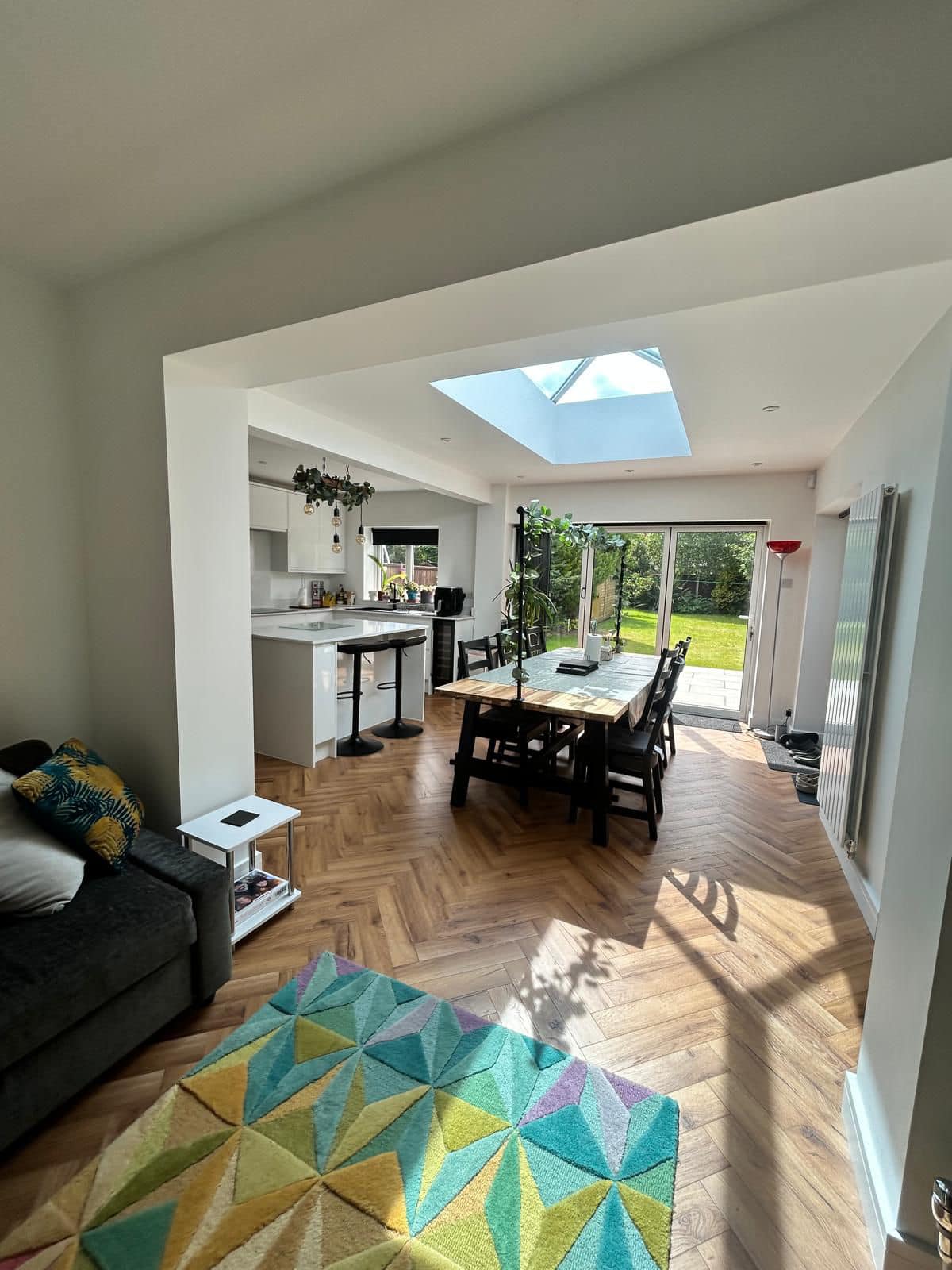 Open plan kitchen dining and lounge area
